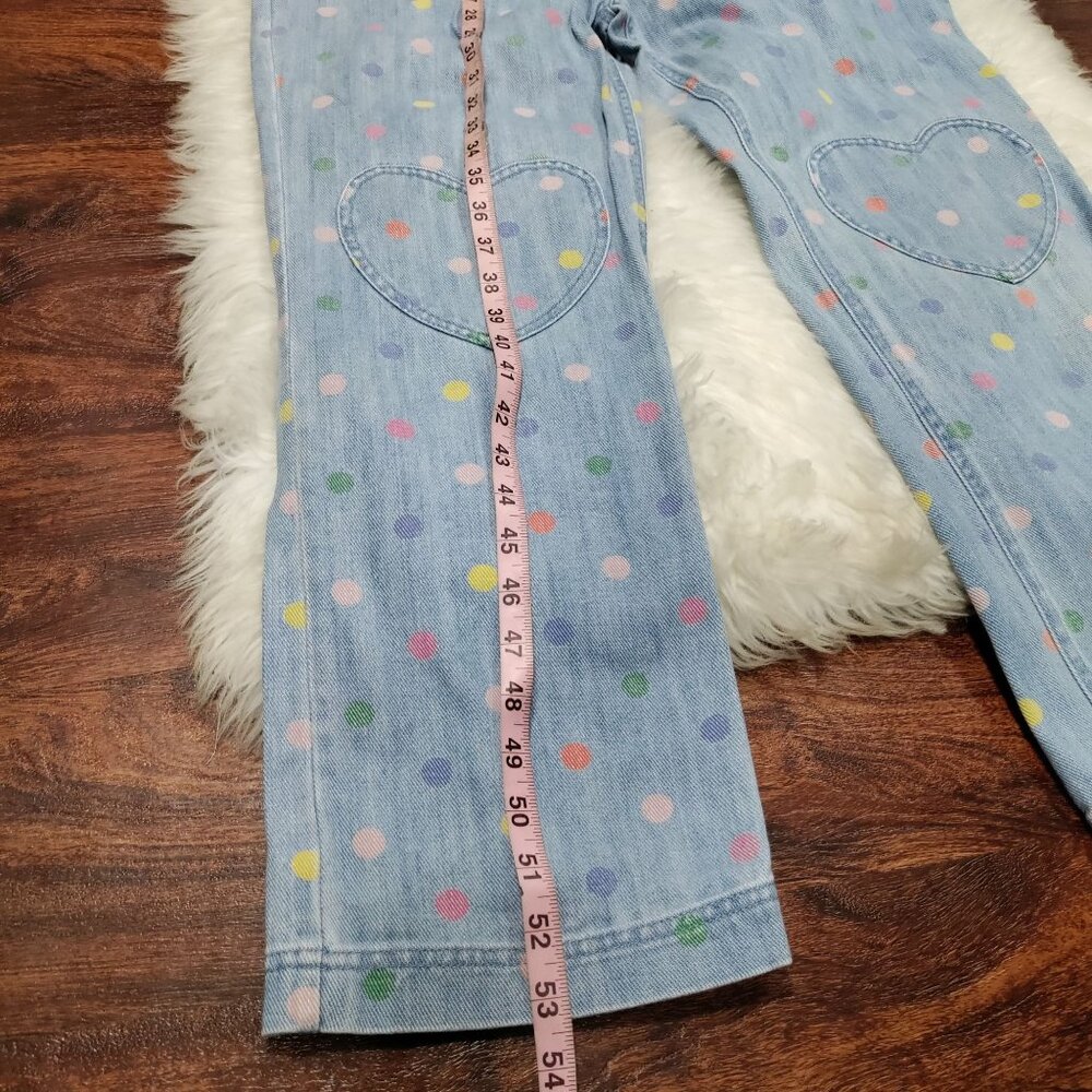 Boden 100% Cotton Girls Size 13-14Y Polka Dot Denim Dungarees Overalls Blue - Picture 11 of 13